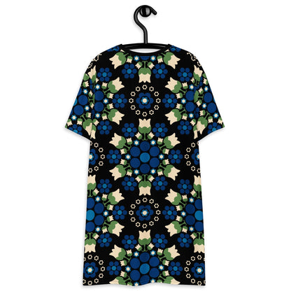BERRY DANCE blue black - T-Shirt Dress - SHALMIAK