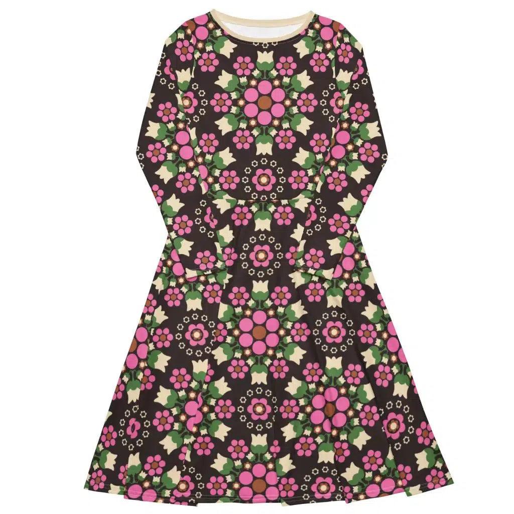 BERRY DANCE pink brown - Midi Dress With Pockets - SHALMIAK