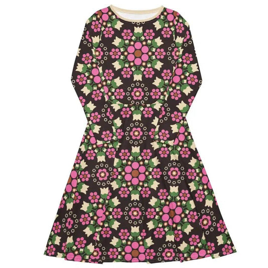 BERRY DANCE pink brown - Midi Dress With Pockets - SHALMIAK