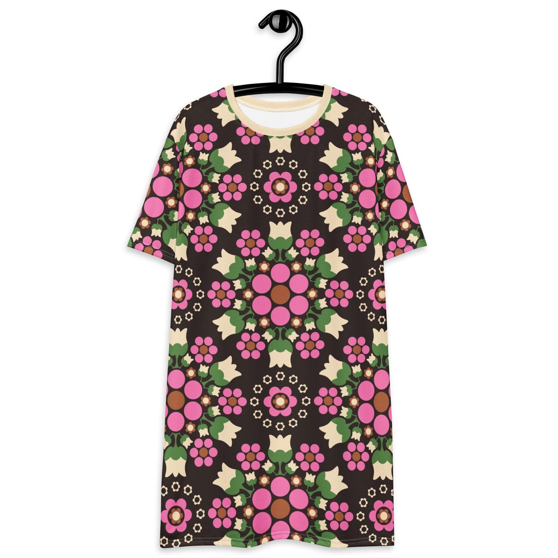 BERRY DANCE pink brown - T-Shirt Dress - SHALMIAK