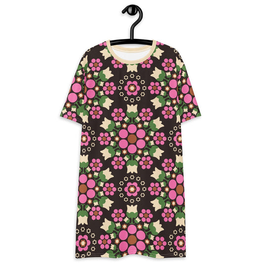 BERRY DANCE pink brown - T-Shirt Dress - SHALMIAK