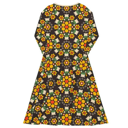 BERRY DANCE yellow brown - Midi Dress With Pockets - SHALMIAK