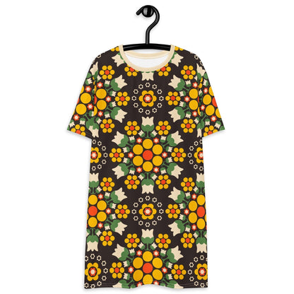 BERRY DANCE yellow brown - T-Shirt Dress - SHALMIAK