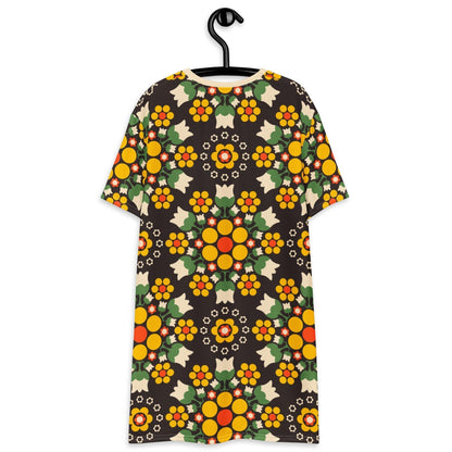 BERRY DANCE yellow brown - T-Shirt Dress - SHALMIAK