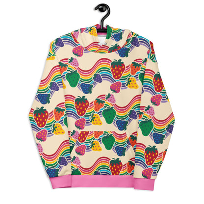 Hoodie - BERRYBOW light - Strawberry rainbow print Print 6XL