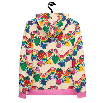 Hoodie - BERRYBOW light - Strawberry rainbow print Print