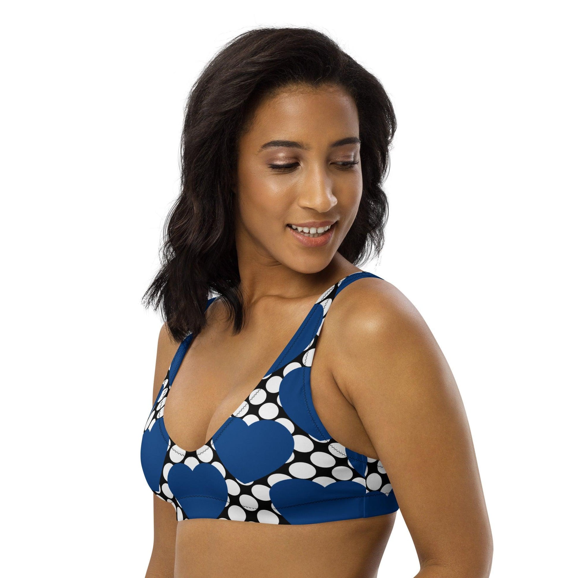 Bikini Top - ELLIE LOVE DOT blue black - Bold Heart Print