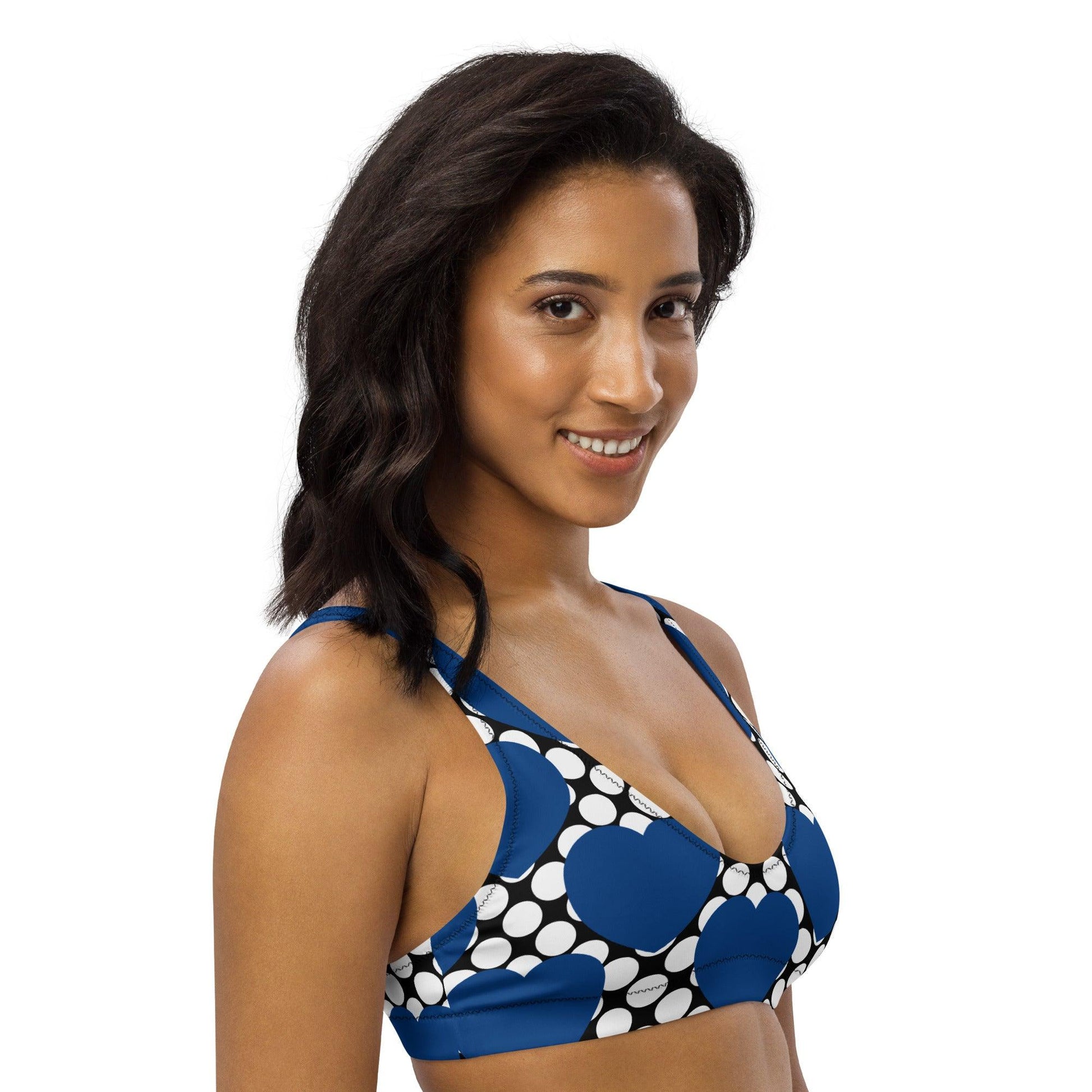 Bikini Top - ELLIE LOVE DOT blue black - Bold Heart Print