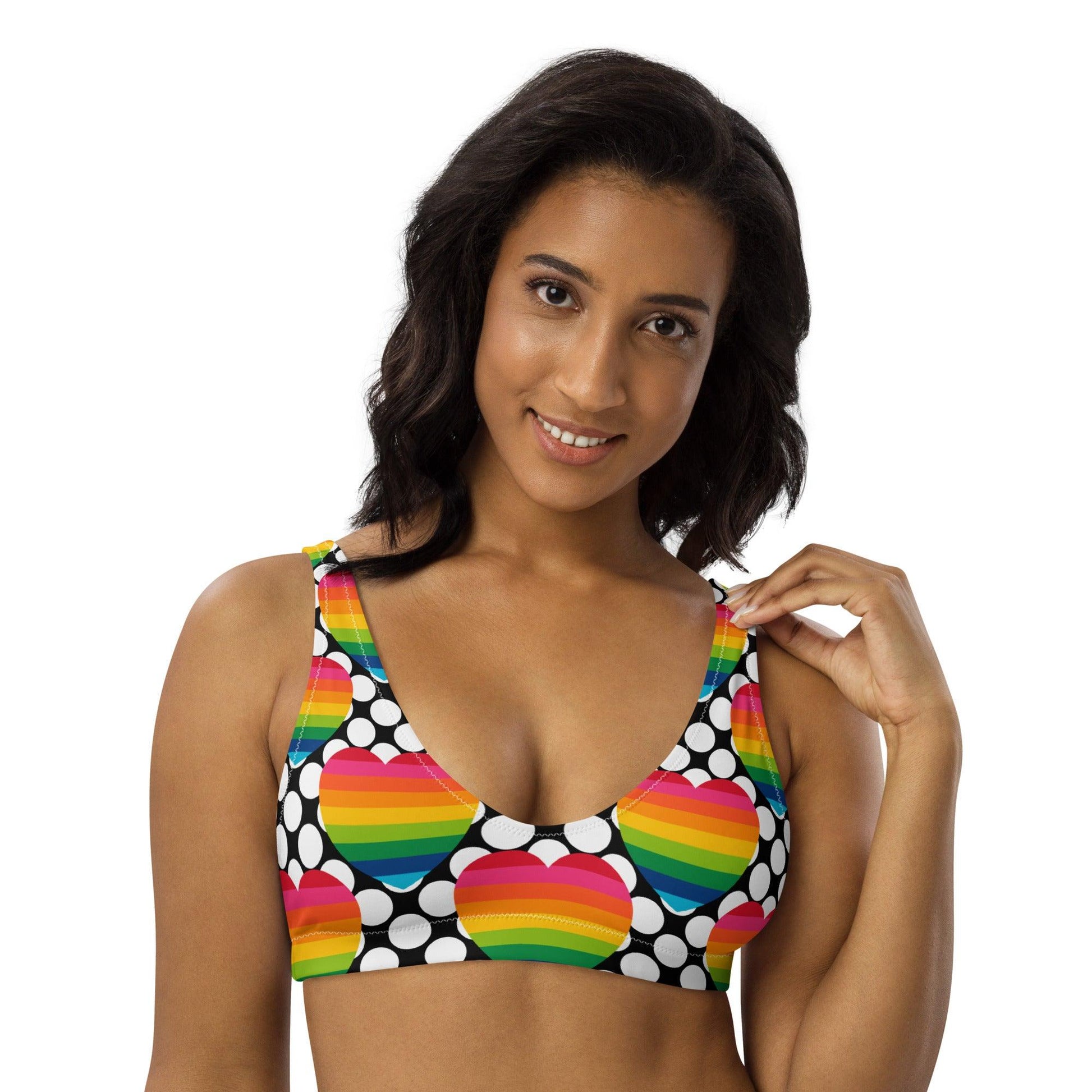Bikini Top - ELLIE LOVE DOT rainbow - Bold Heart Print