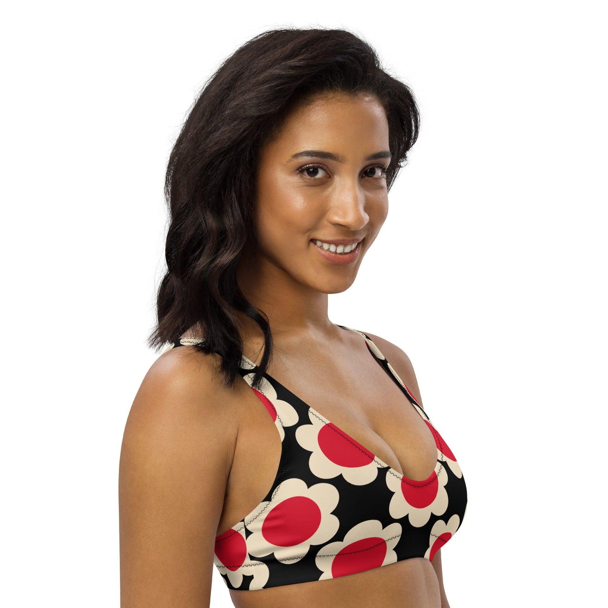Bikini top - ELLIE red black - Classic floral print