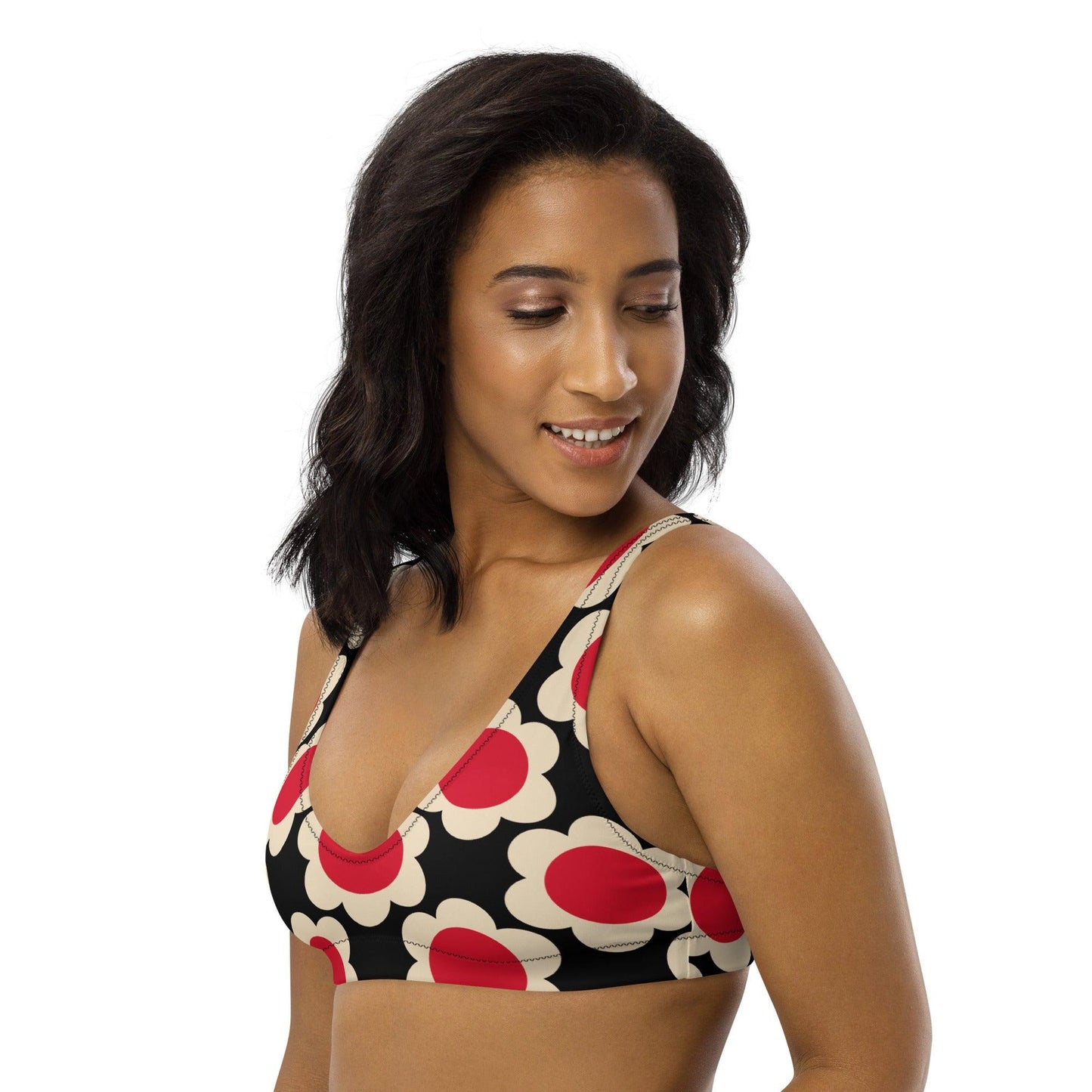 Bikini top - ELLIE red black - Classic floral print