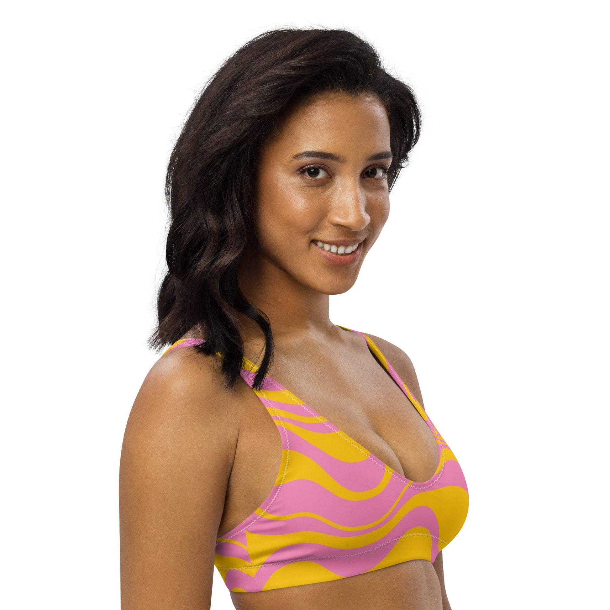 Bikini Top - WAVY pink yellow - SHALMIAK