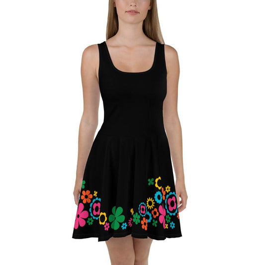BLACK with BLOOMPOP happy - Skater Dress - SHALMIAK
