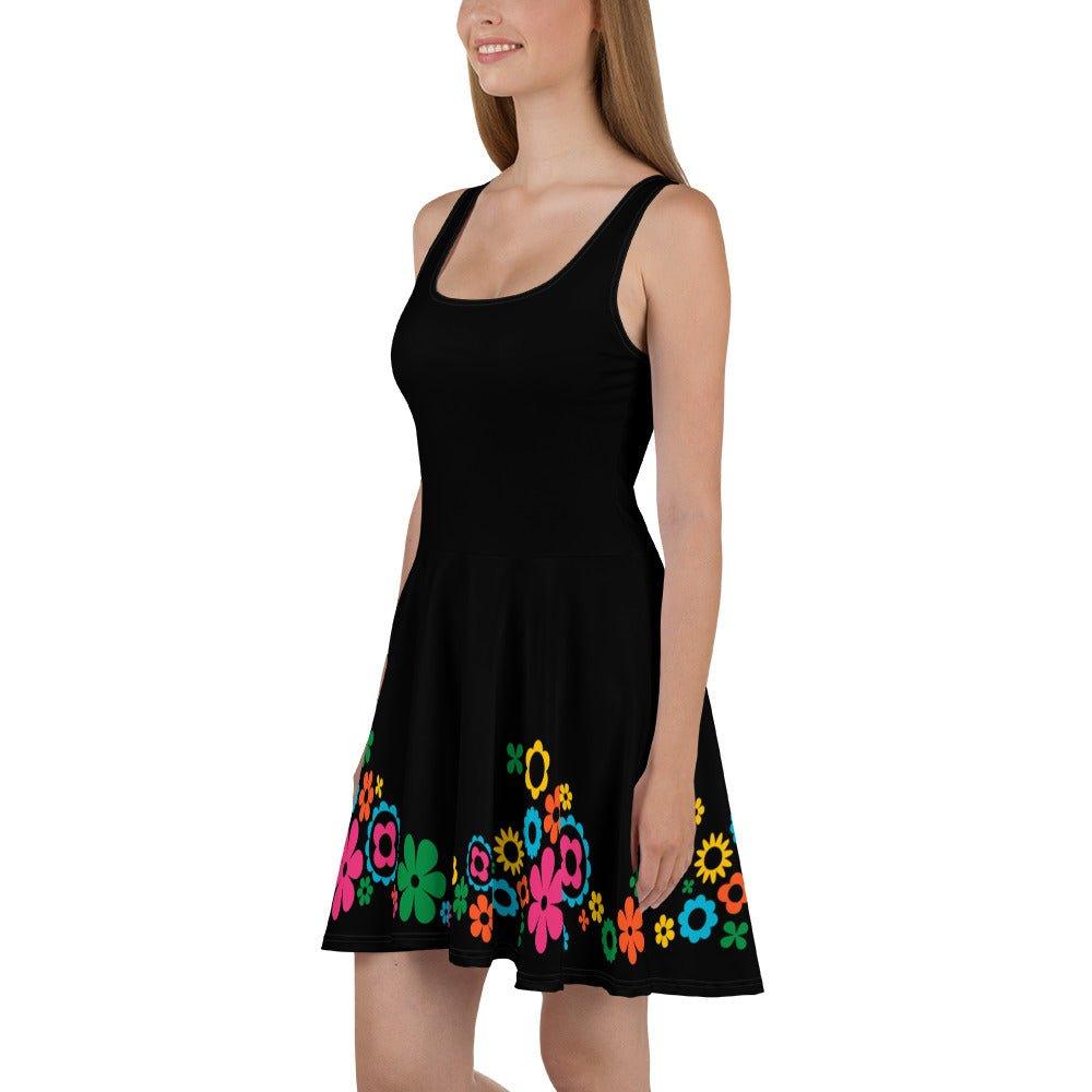 BLACK with BLOOMPOP happy - Skater Dress - SHALMIAK