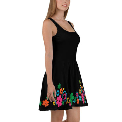 Skater Dress - BLACK with BLOOMPOP happy
