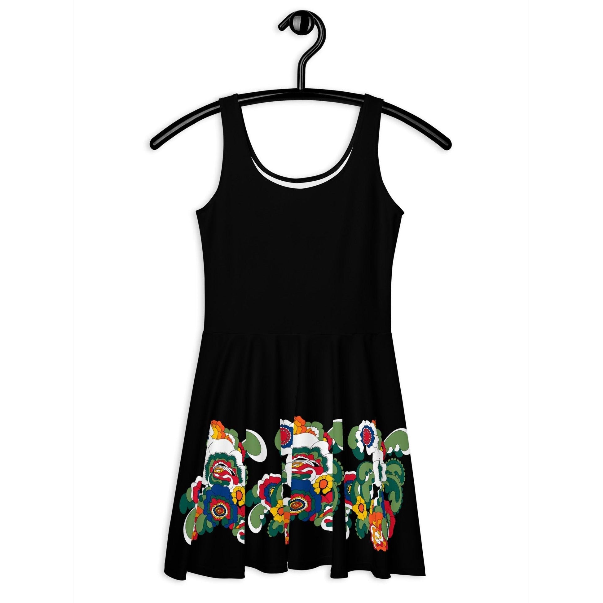 BLACK with GROOVY KURBITS - Skater Dress - SHALMIAK