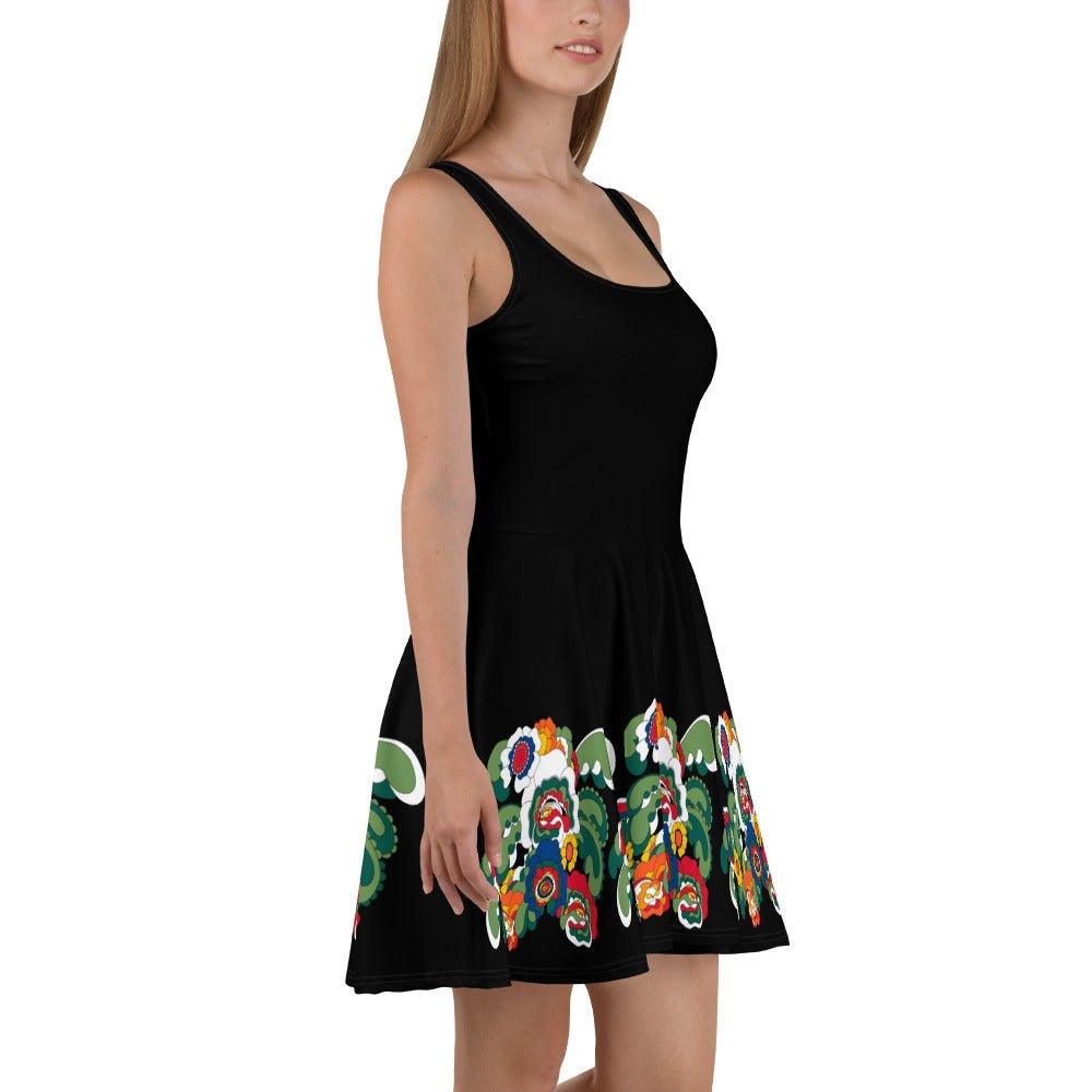 BLACK with GROOVY KURBITS - Skater Dress - SHALMIAK