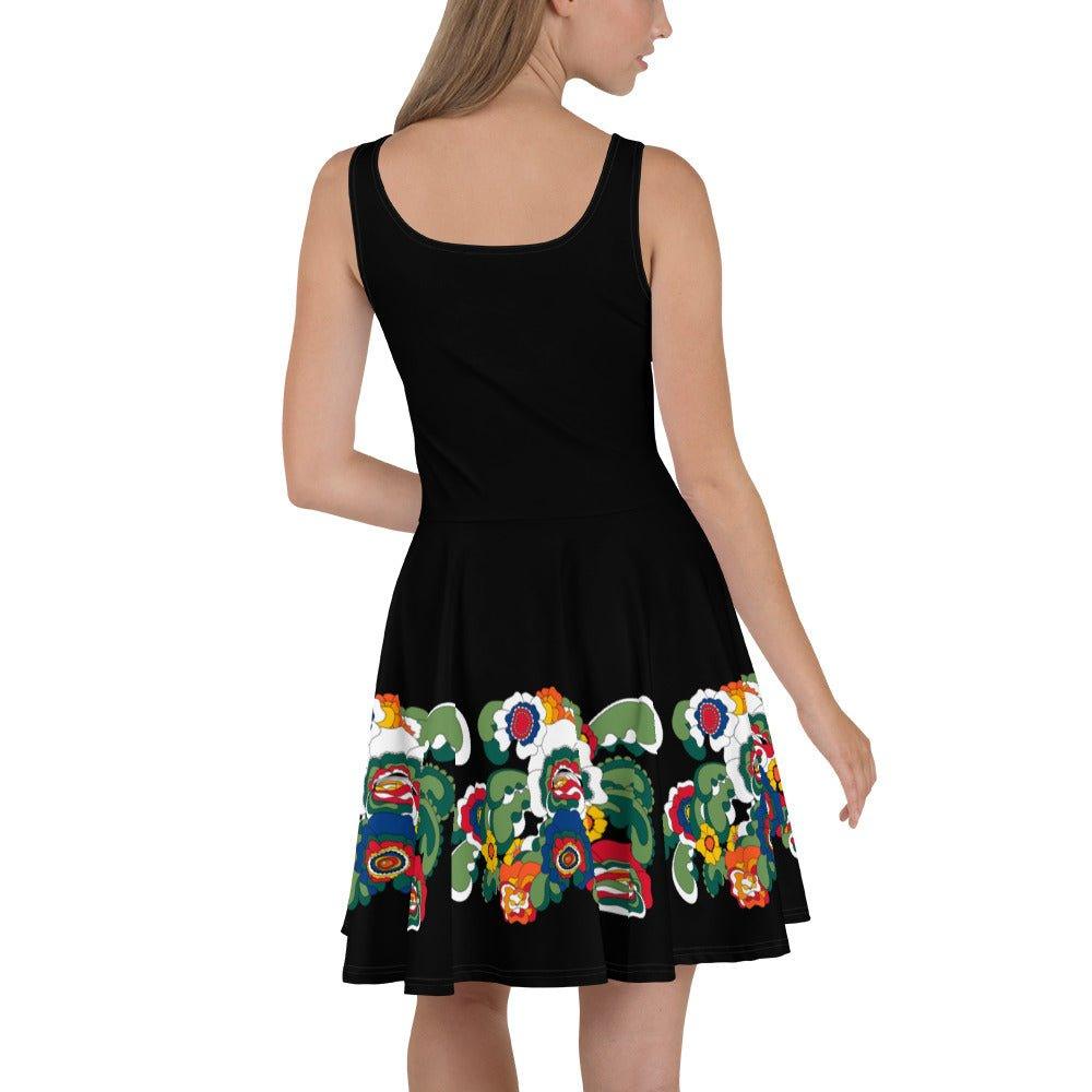 BLACK with GROOVY KURBITS - Skater Dress - SHALMIAK