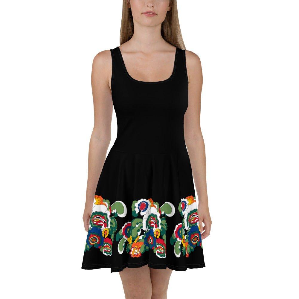BLACK with GROOVY KURBITS - Skater Dress - SHALMIAK
