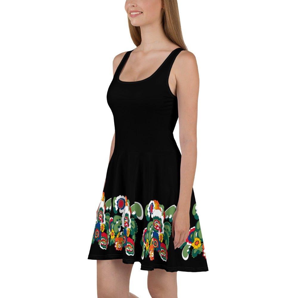 BLACK with GROOVY KURBITS - Skater Dress - SHALMIAK