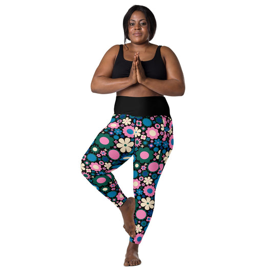 BLOOMPOP blue pink - Leggings With Pockets - SHALMIAK