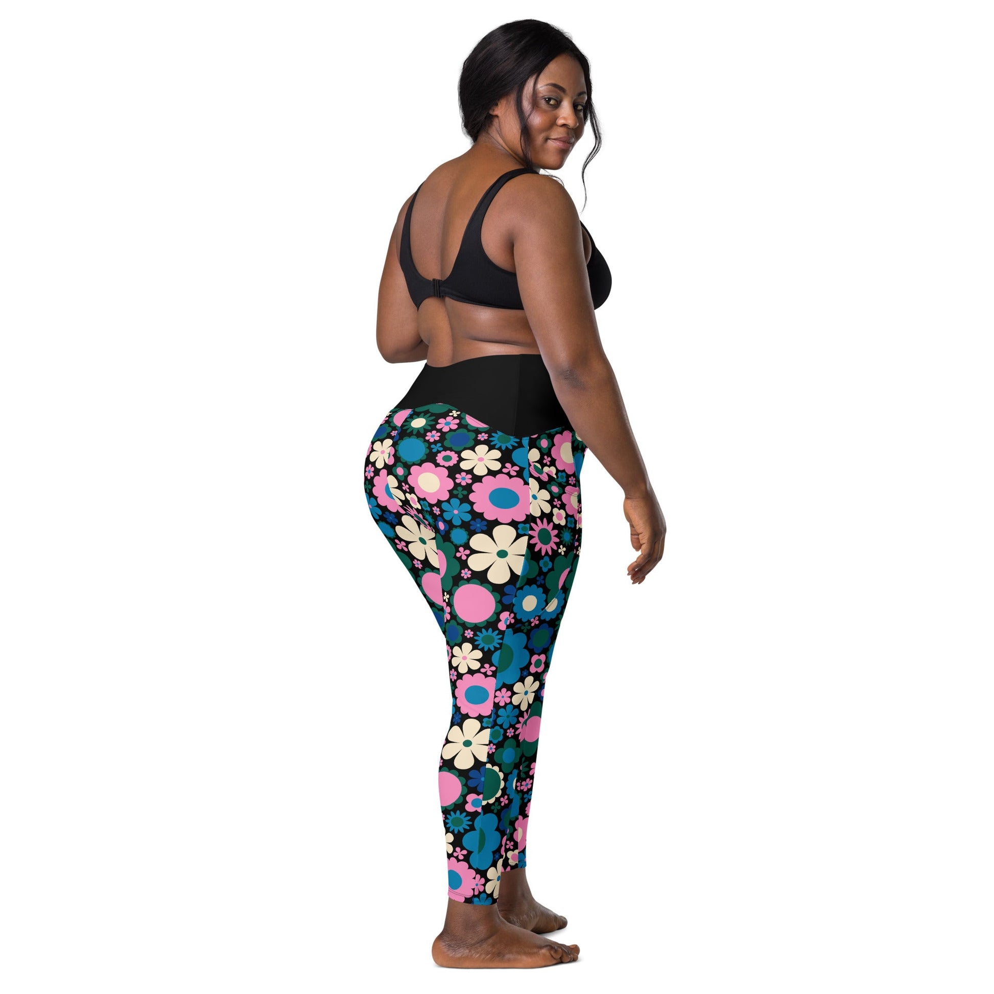 BLOOMPOP blue pink - Leggings With Pockets - SHALMIAK