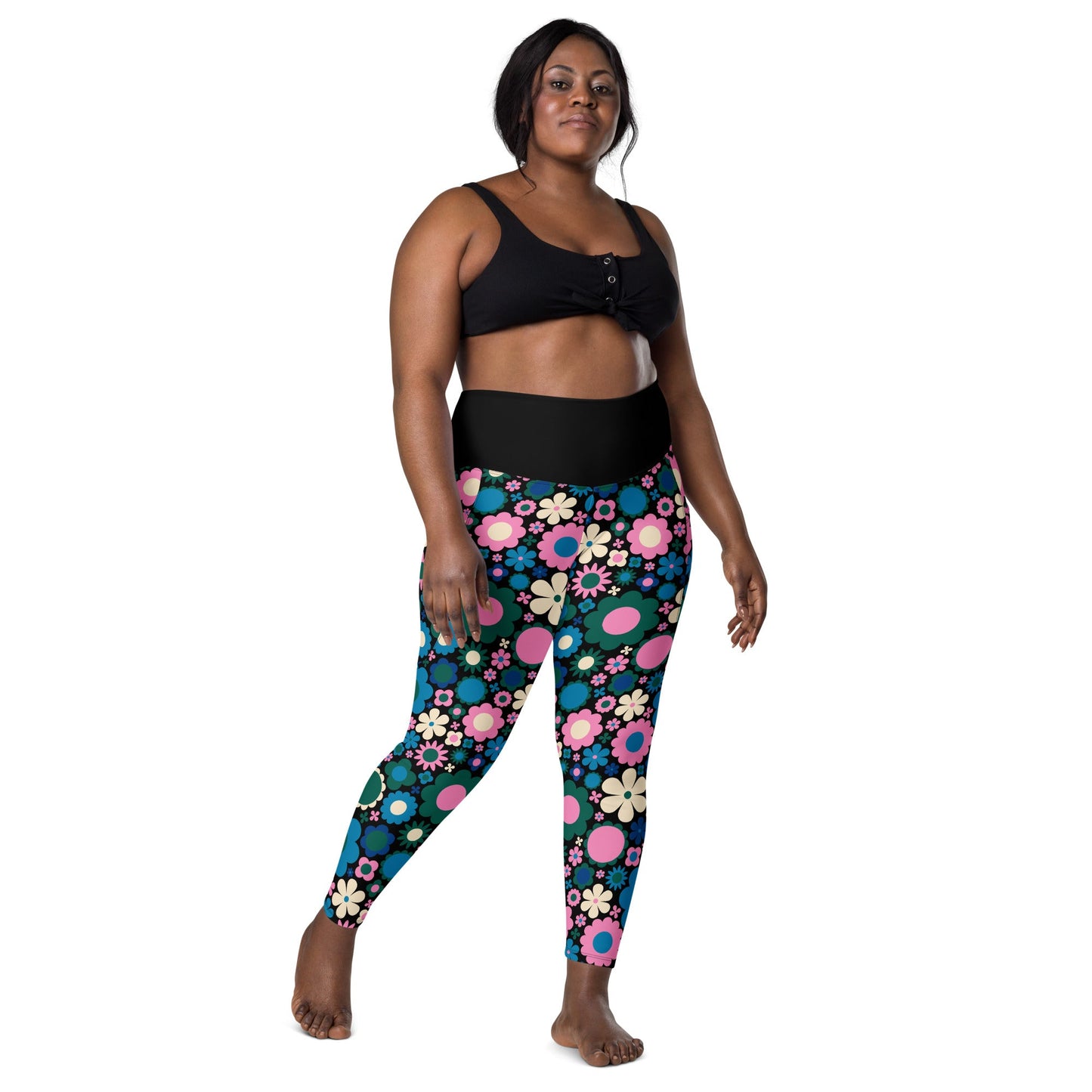 BLOOMPOP blue pink - Leggings With Pockets - SHALMIAK