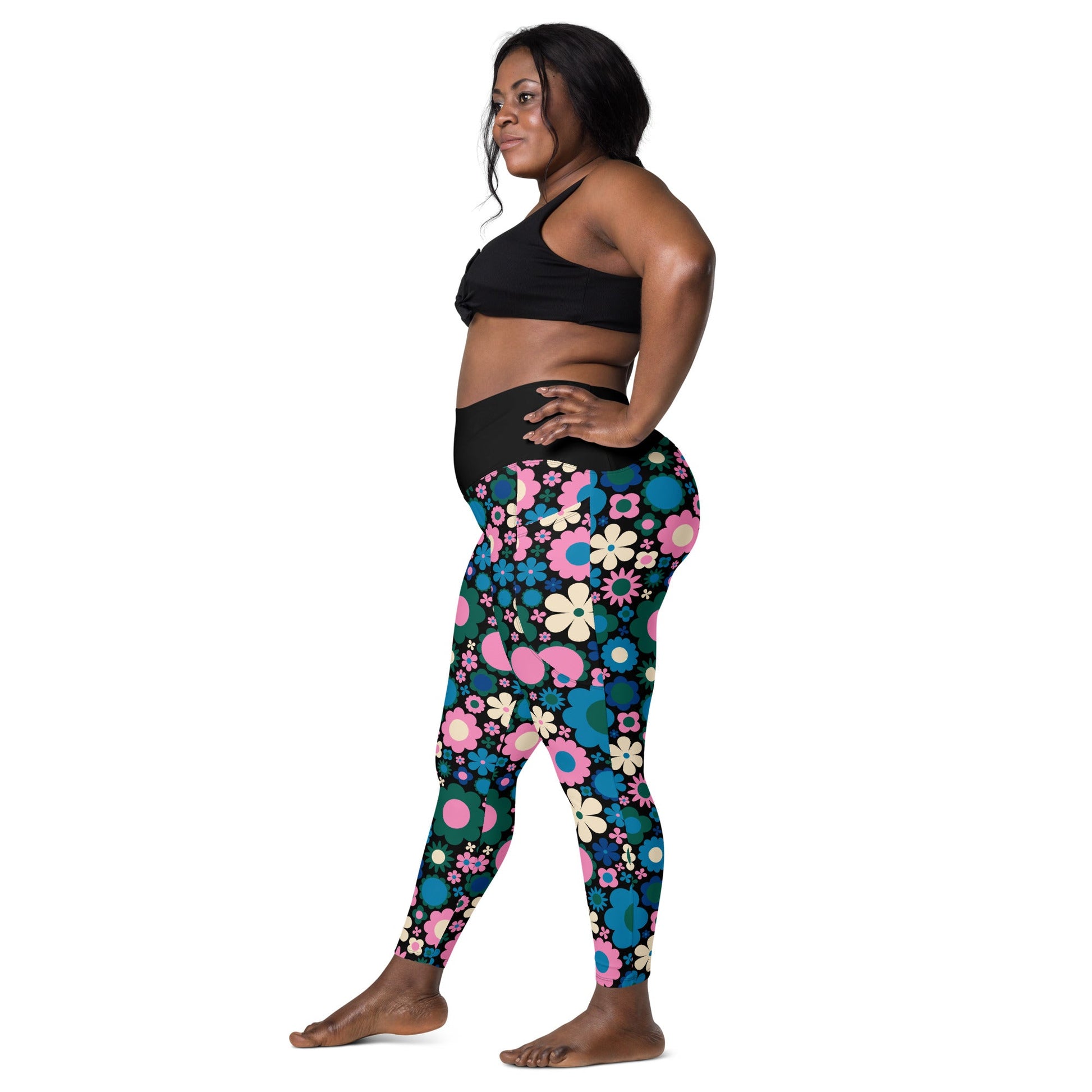 BLOOMPOP blue pink - Leggings With Pockets - SHALMIAK