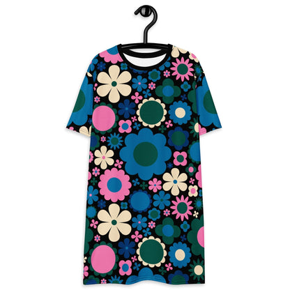 BLOOMPOP blue pink - T-Shirt Dress - SHALMIAK