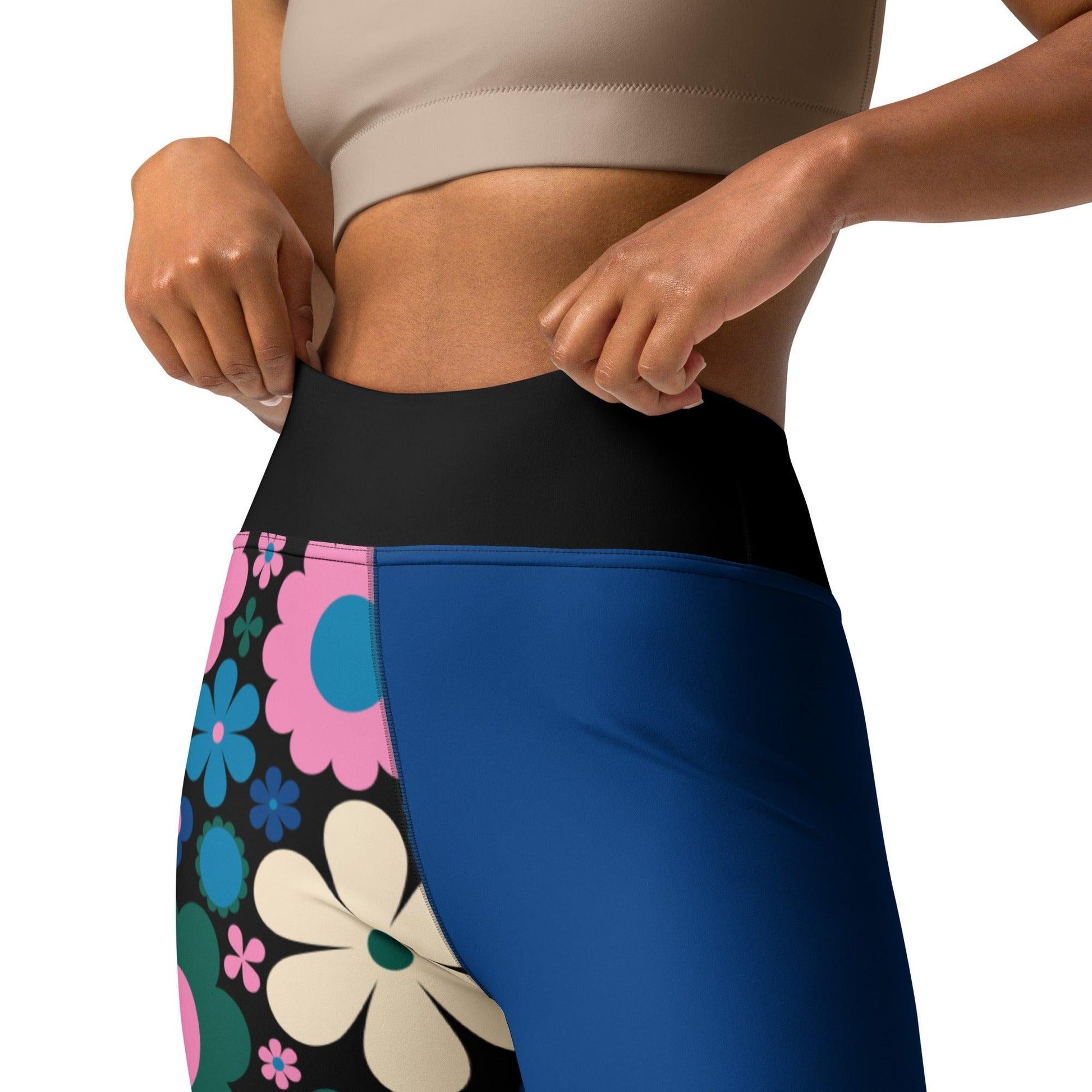 BLOOMPOP blue pink - Yoga Leggings - SHALMIAK
