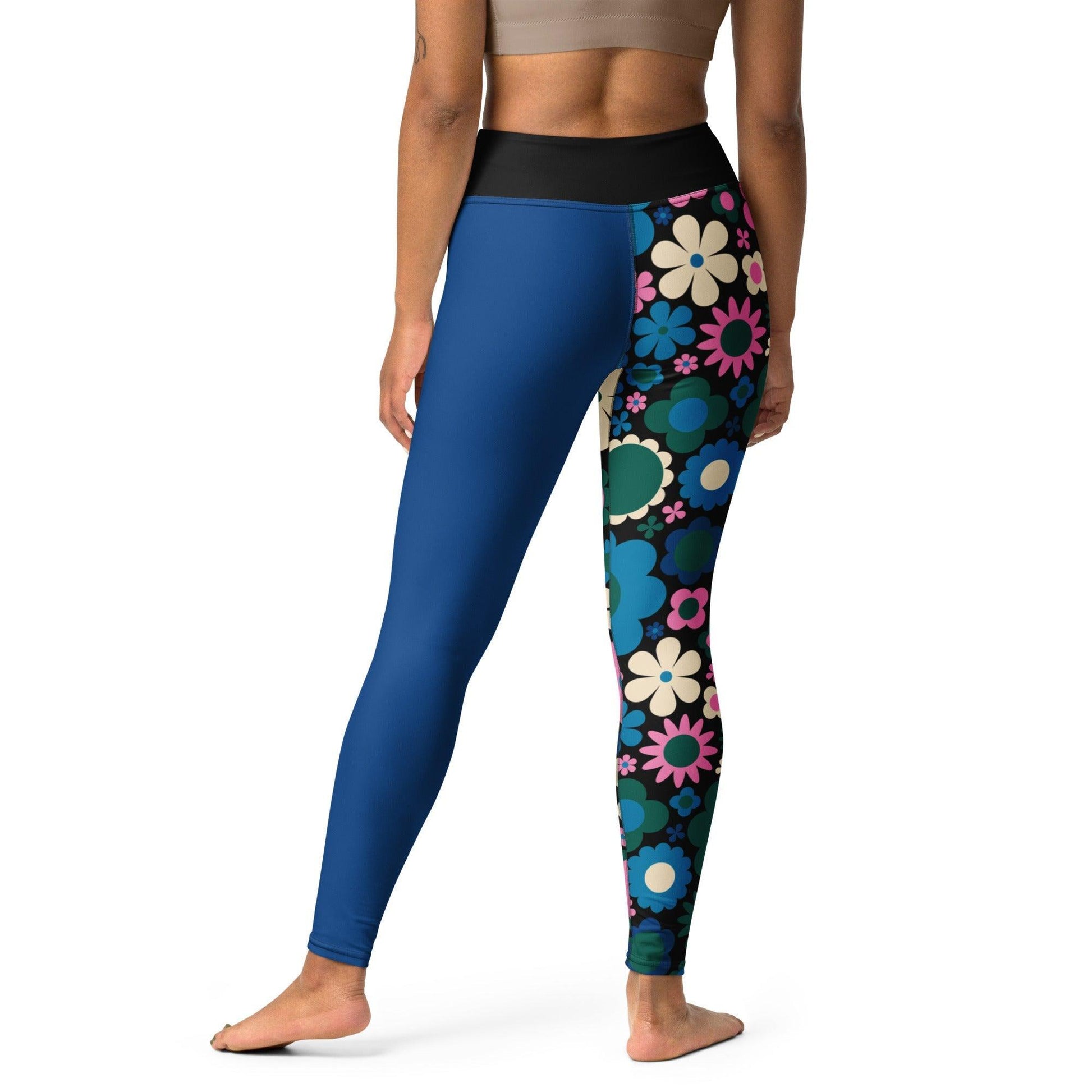 BLOOMPOP blue pink - Yoga Leggings - SHALMIAK