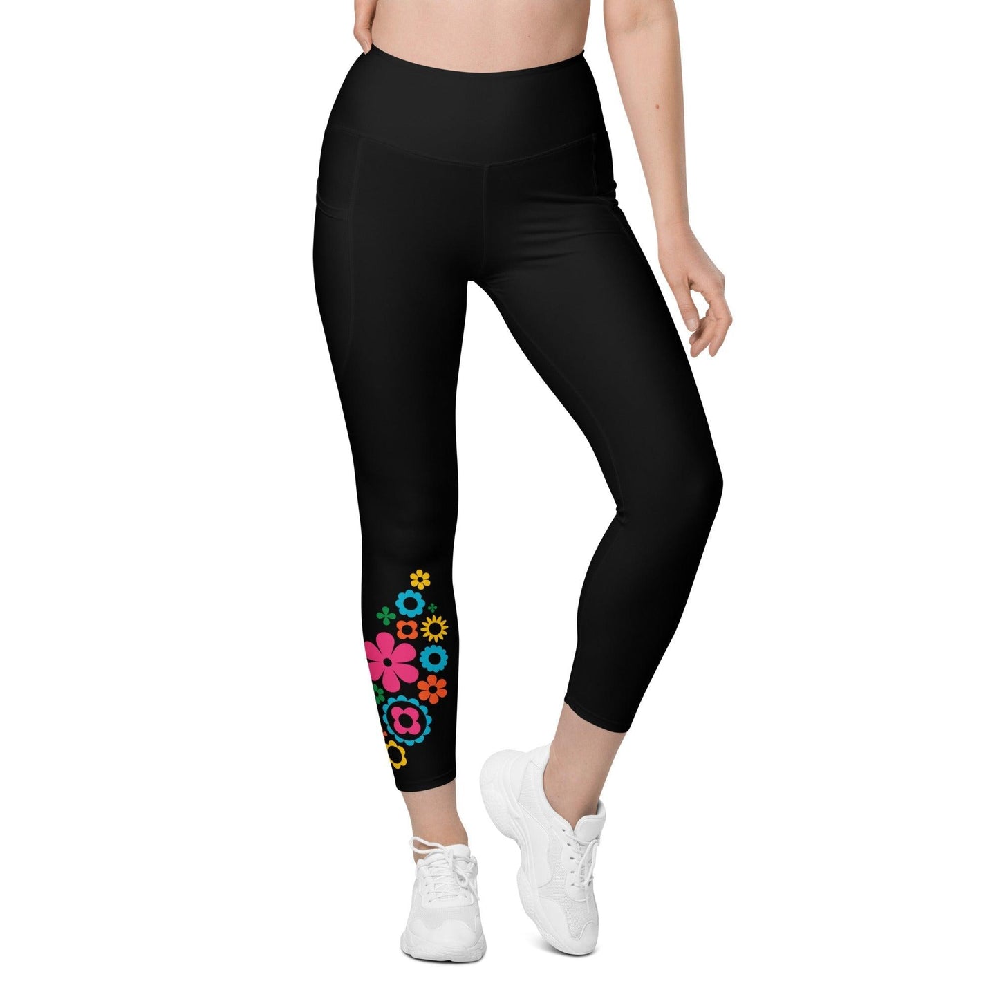 BLOOMPOP happy in black - Leggings With Pockets - SHALMIAK