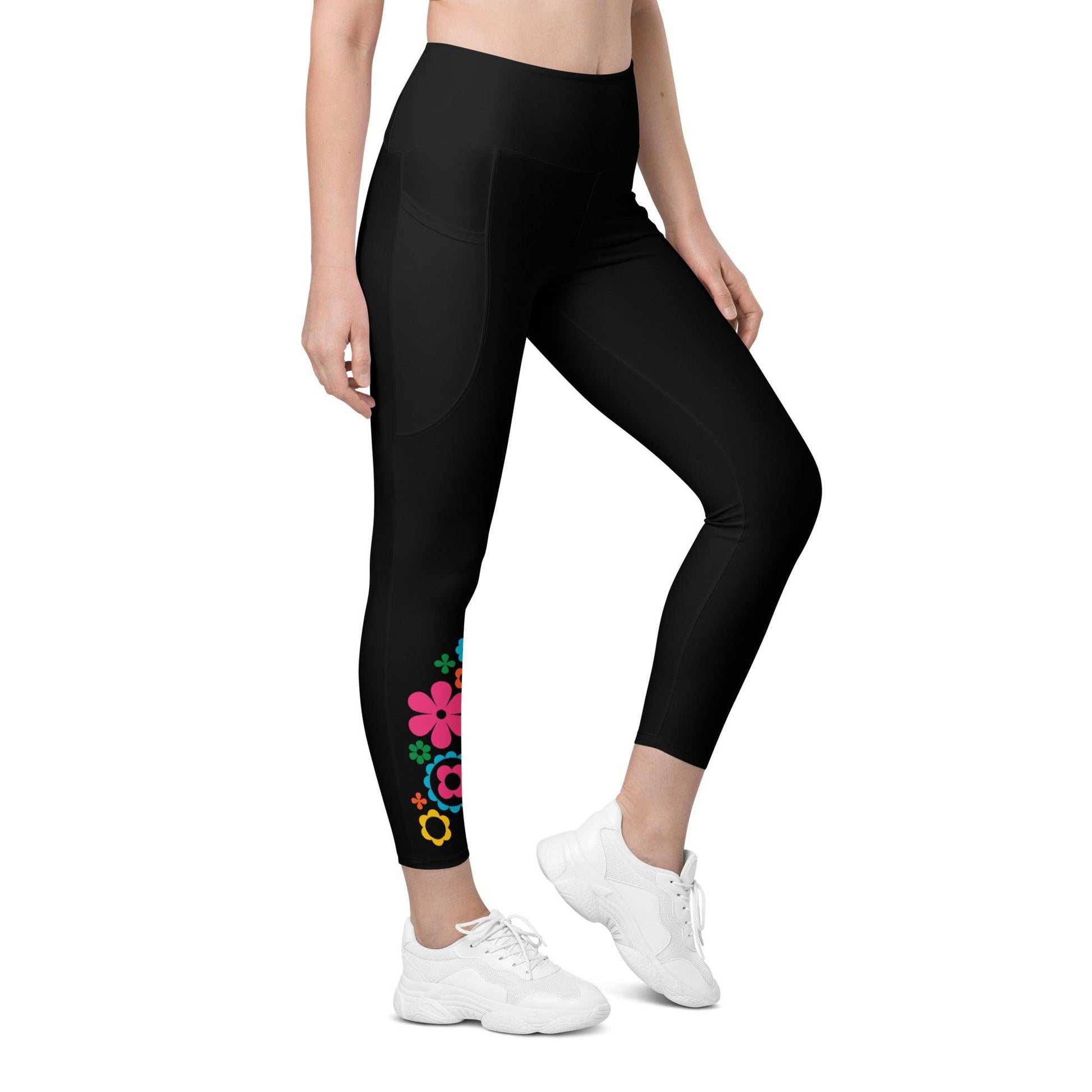 BLOOMPOP happy in black - Leggings With Pockets - SHALMIAK