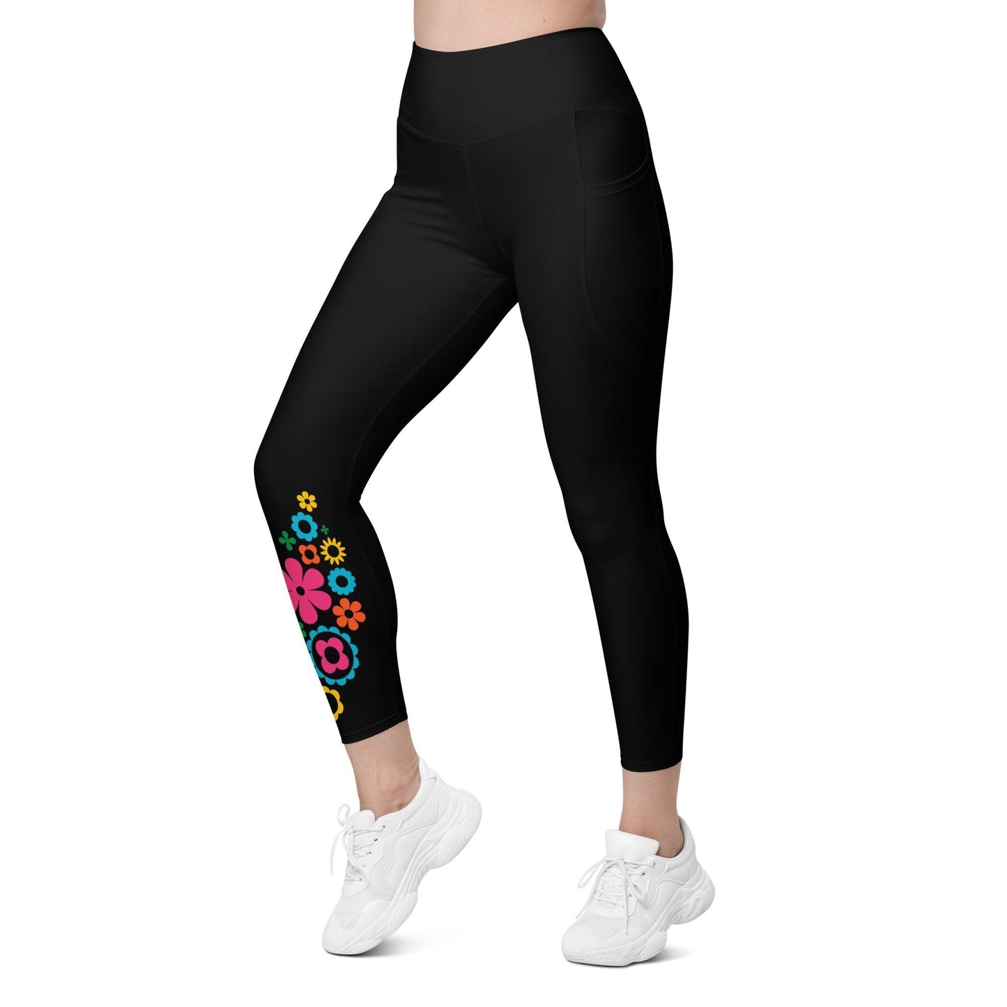 BLOOMPOP happy in black - Leggings With Pockets - SHALMIAK