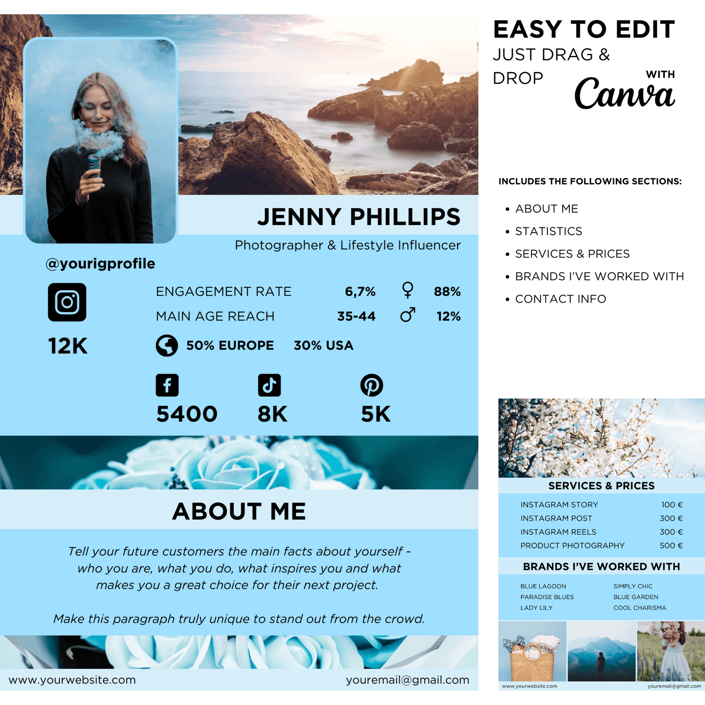 Canva Templates - 2 Page Media Kit - SHALMIAK