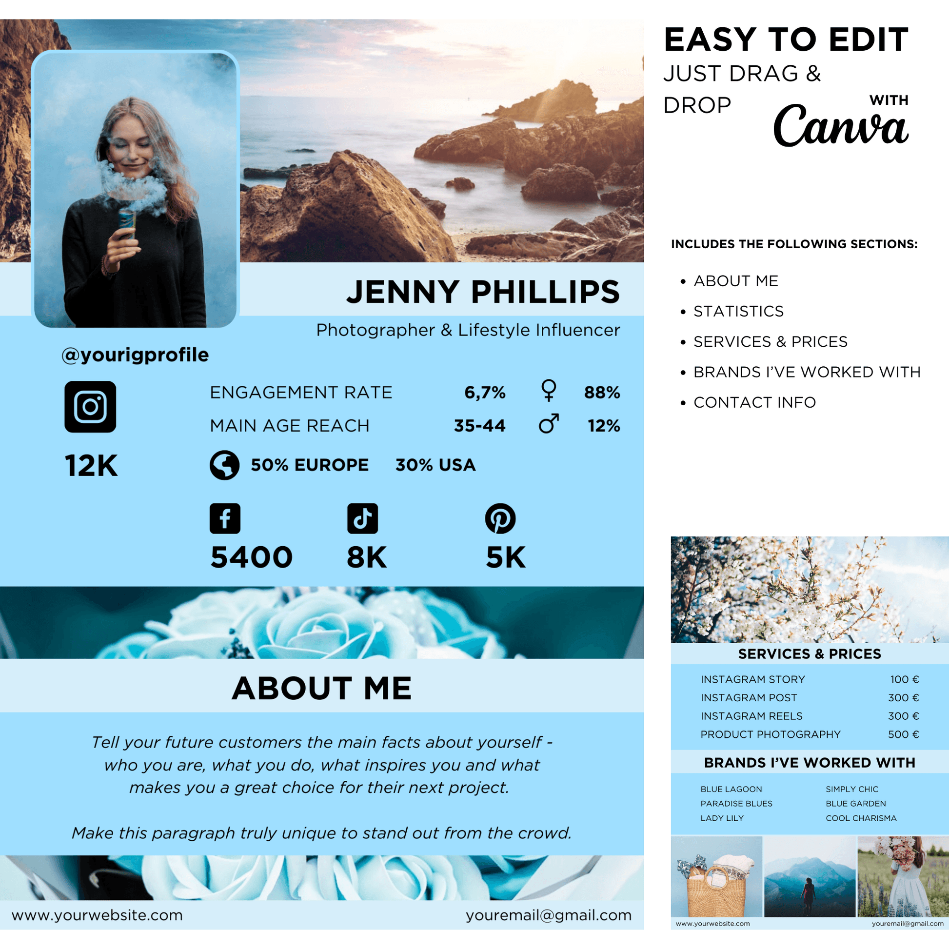Canva Templates - 2 Page Media Kit - SHALMIAK