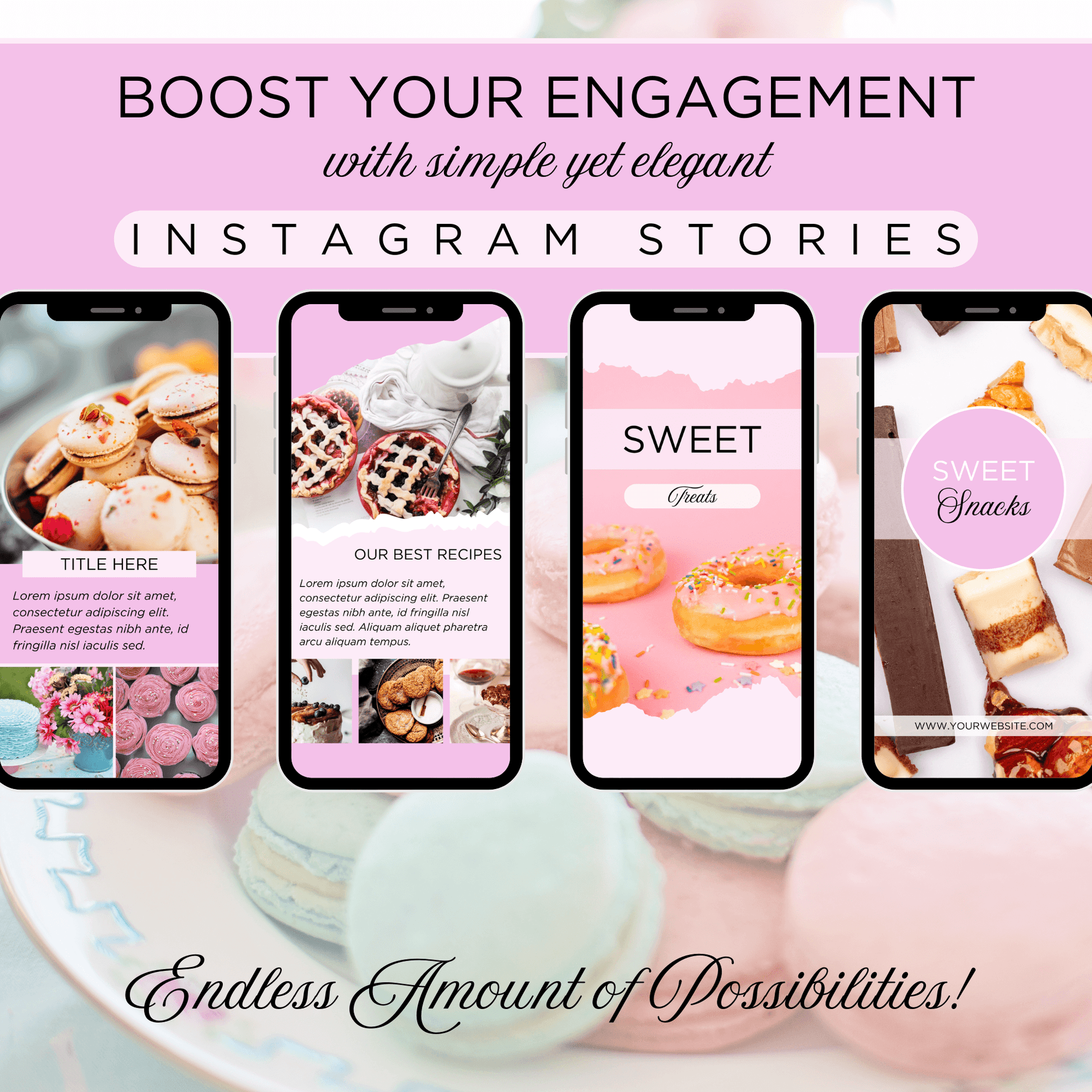 Canva Templates - Instagram Stories Pink (food theme)