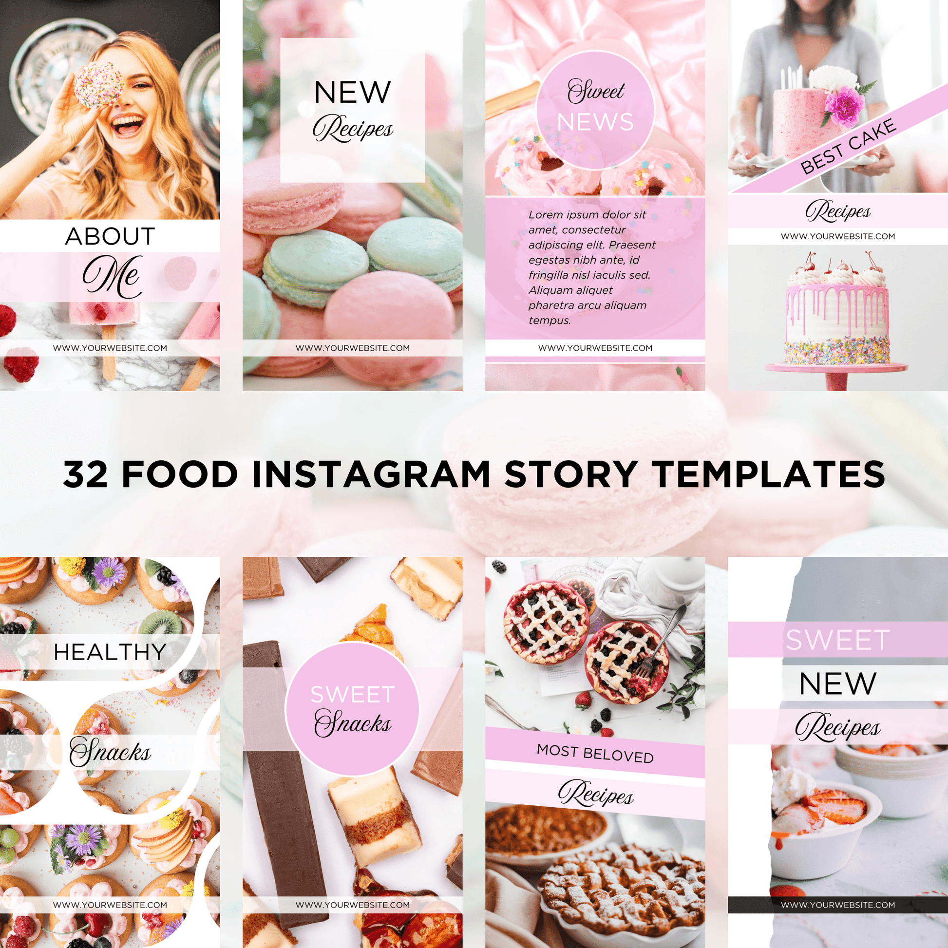 Canva Templates - Instagram Stories Pink (food theme)