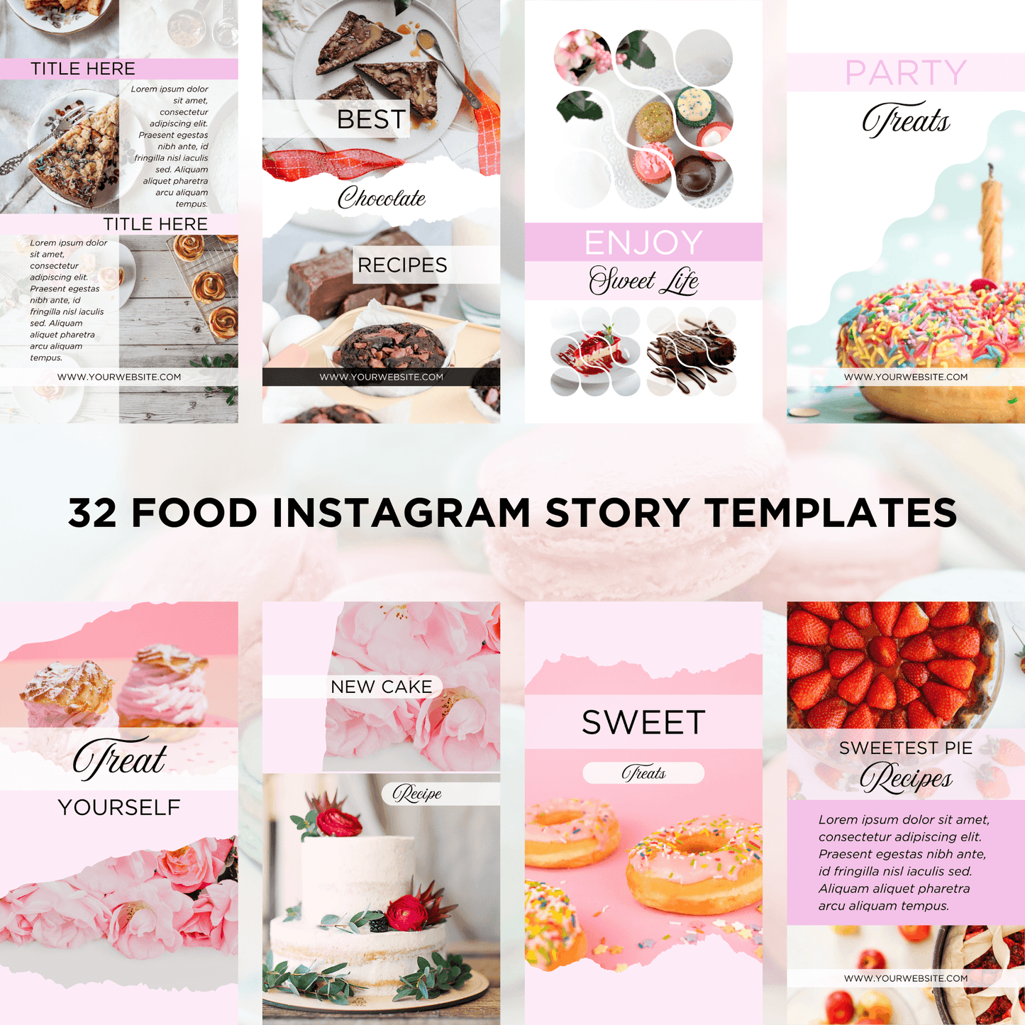 Canva Templates - Instagram Stories Pink (food theme)