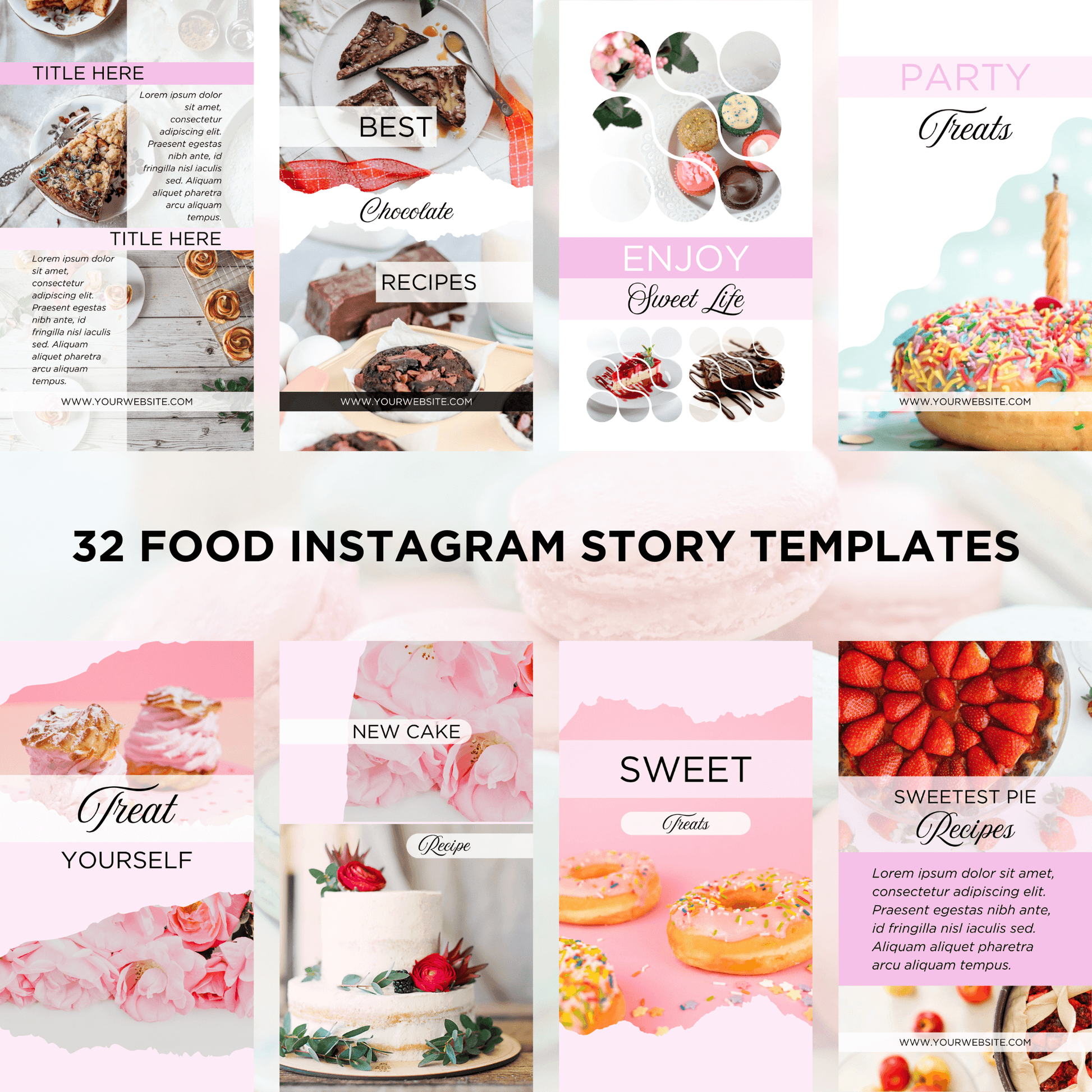 Canva Templates - Instagram Stories Pink (food theme)