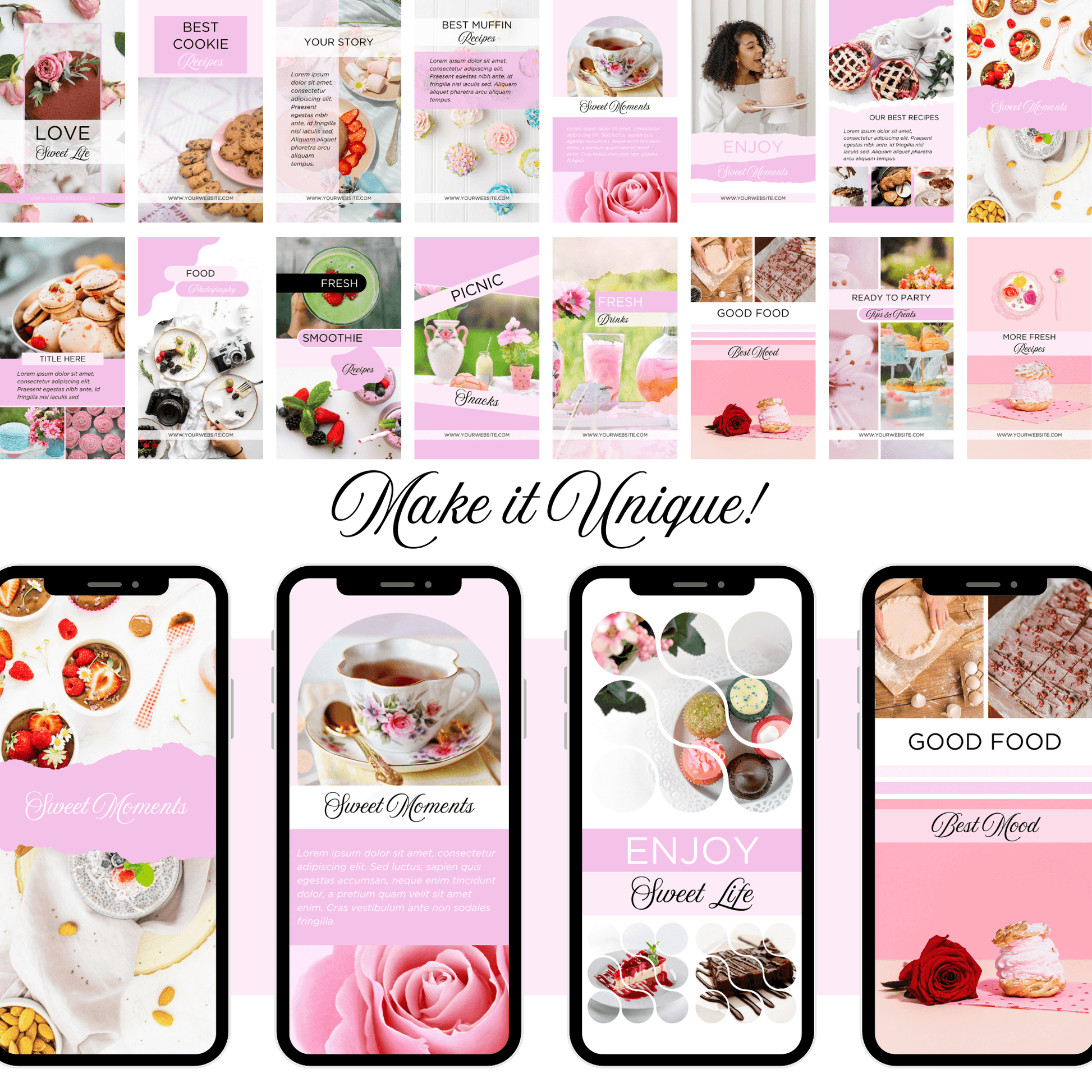 Canva Templates - Instagram Stories Pink (food theme)