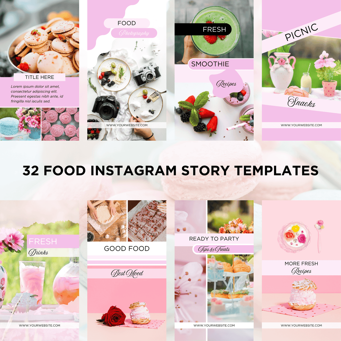 Canva Templates - Instagram Stories Pink (food theme)