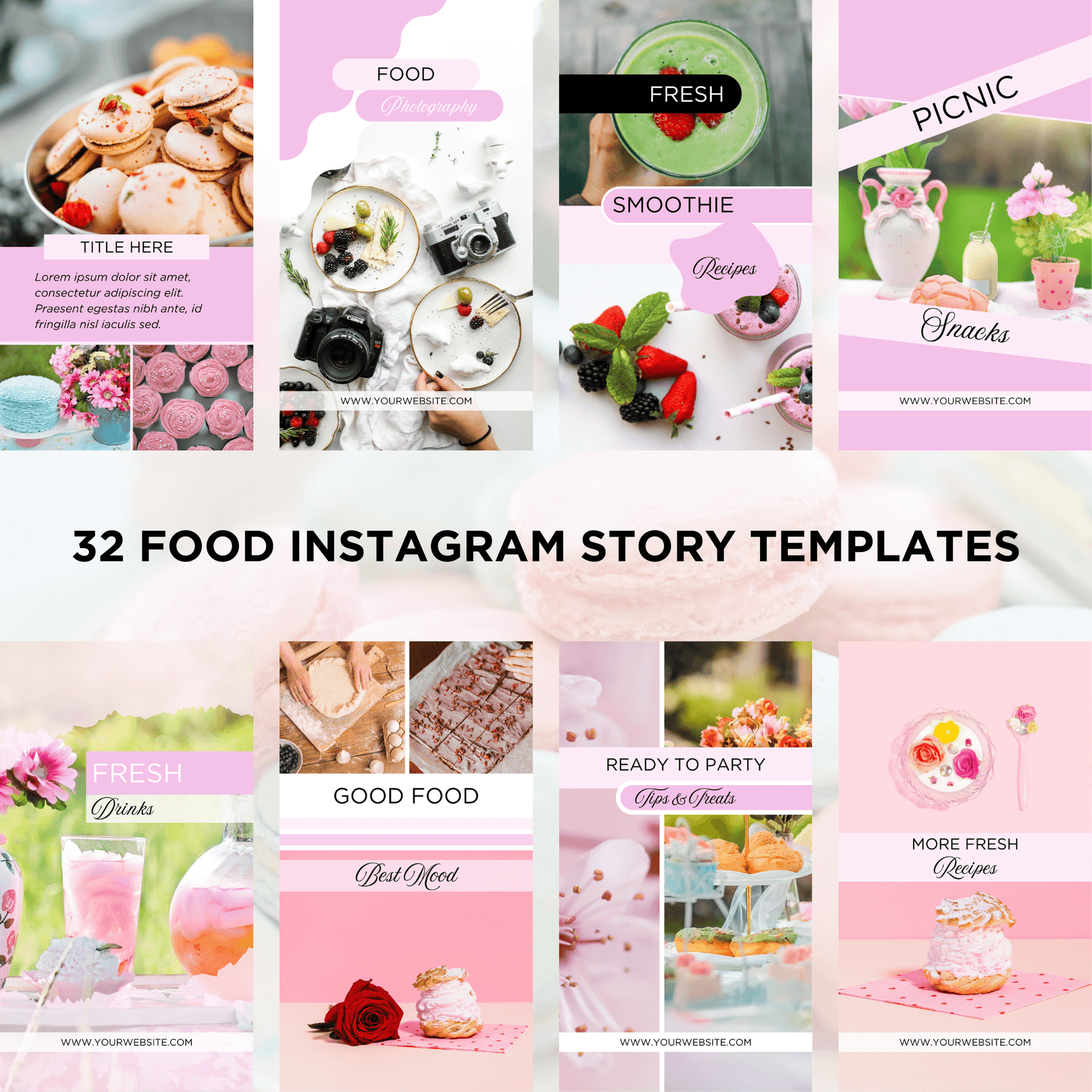 Canva Templates - Instagram Stories Pink (food theme)