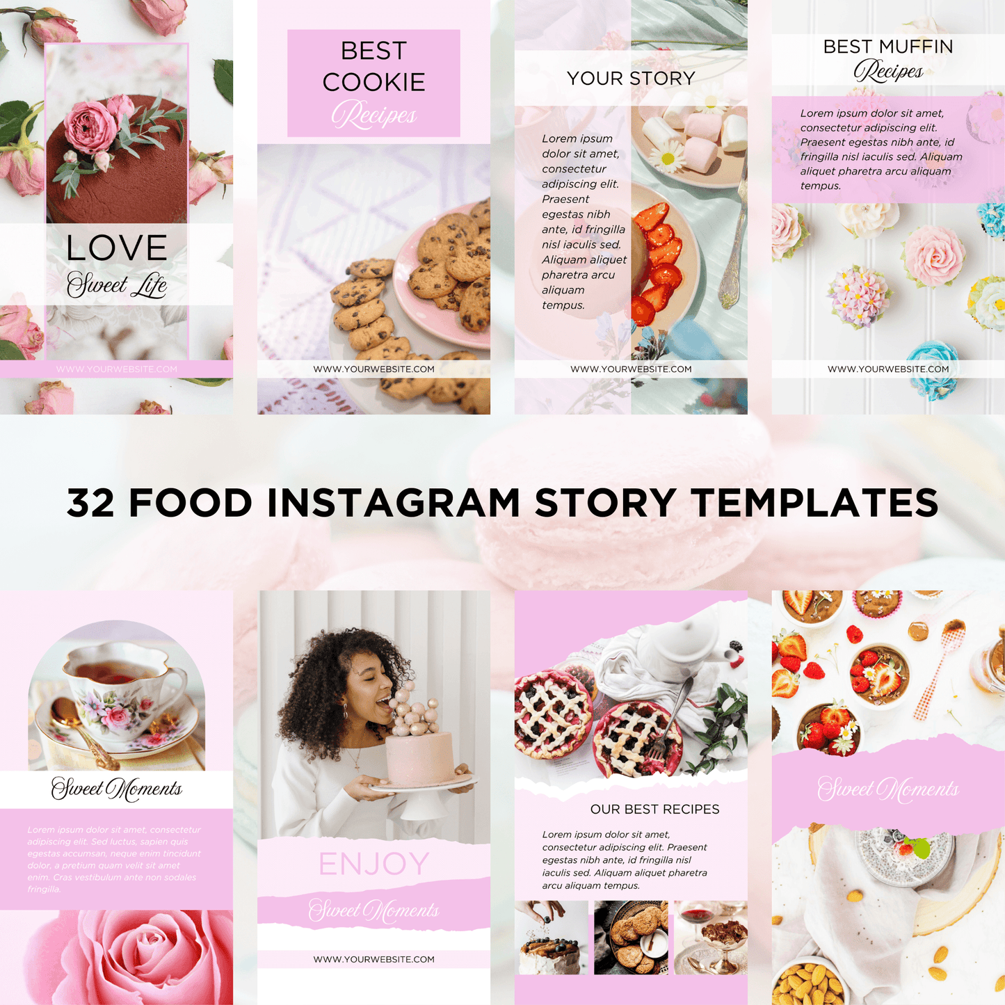 Canva Templates - Instagram Stories Pink (food theme)