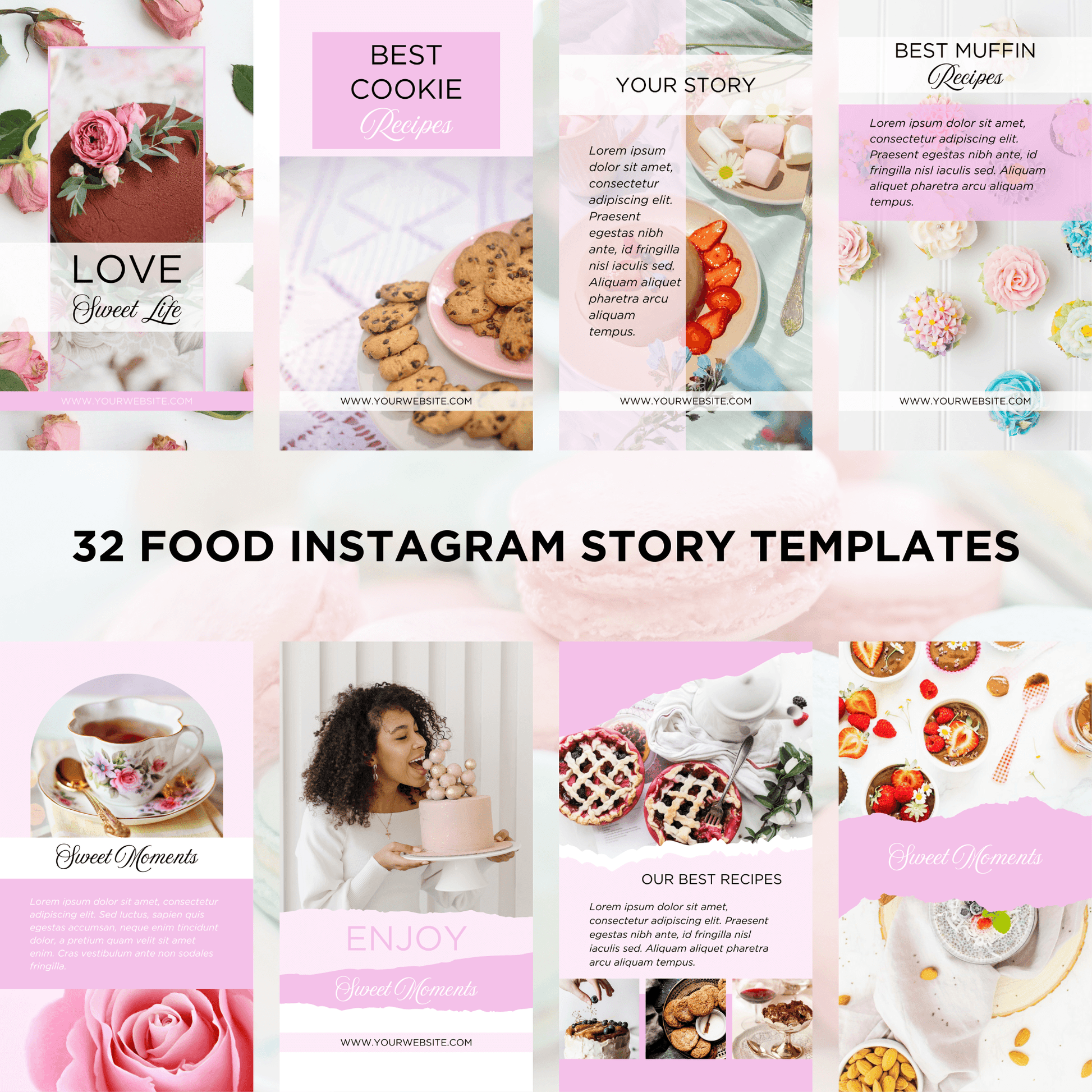 Canva Templates - Instagram Stories Pink (food theme)