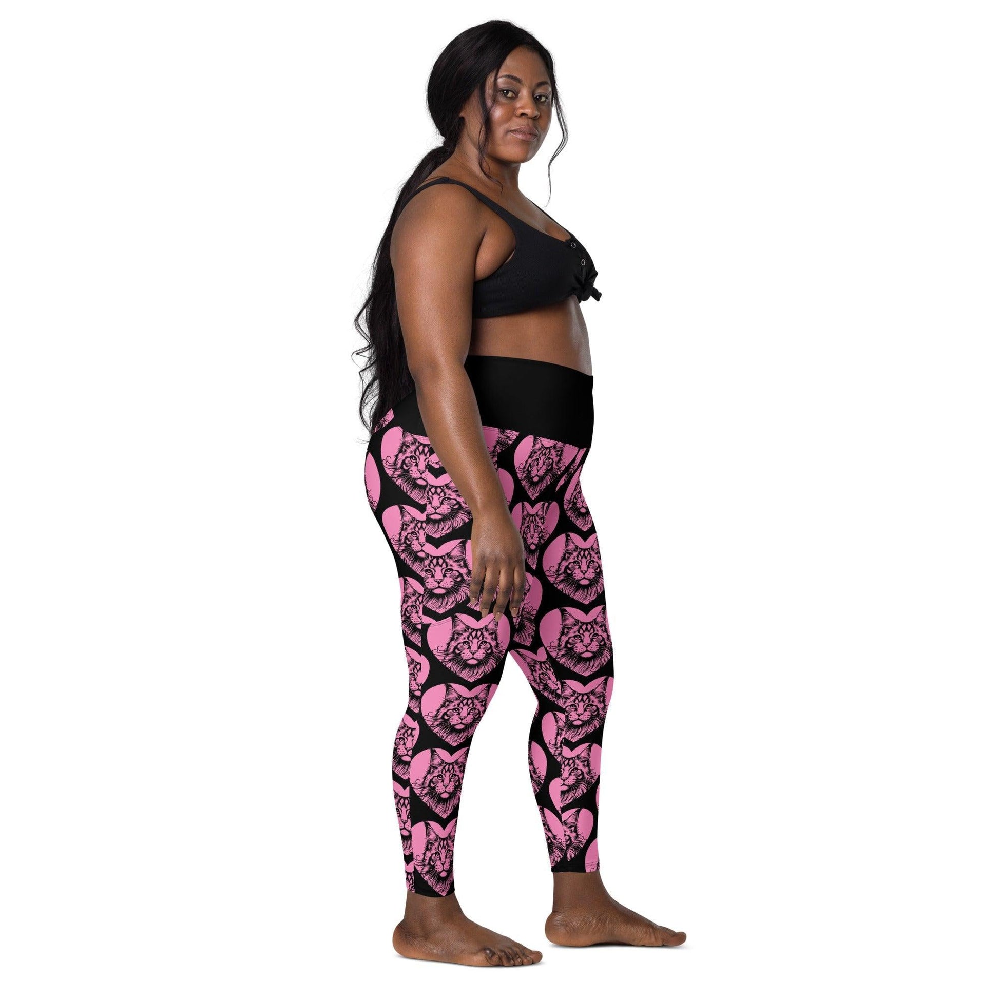 CAT BREED LEGGINGS with pockets - MAINE COON - HERTTAHOUND - pink - SHALMIAK