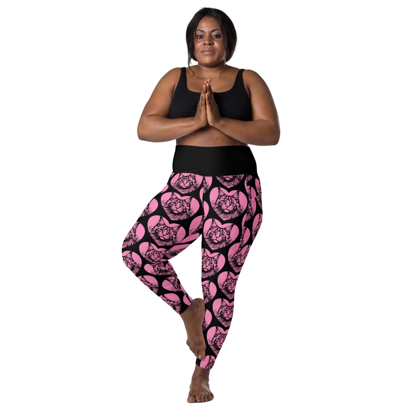 CAT BREED LEGGINGS with pockets - MAINE COON - HERTTAHOUND - pink - SHALMIAK