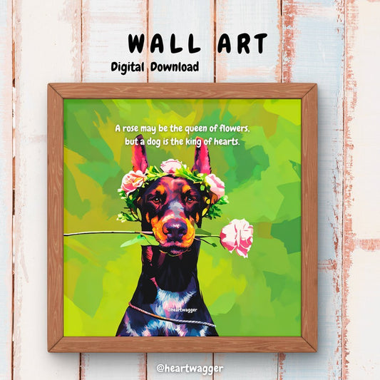 DIGITAL ART - A rose may be the queen of flowers, but a dog is the king of hearts - SHALMIAK