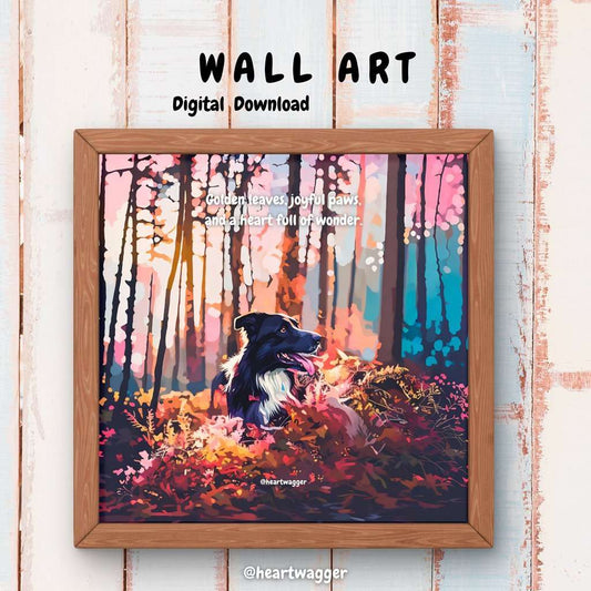 DIGITAL ART - Golden leaves, joyful paws, and a heart full of wonder