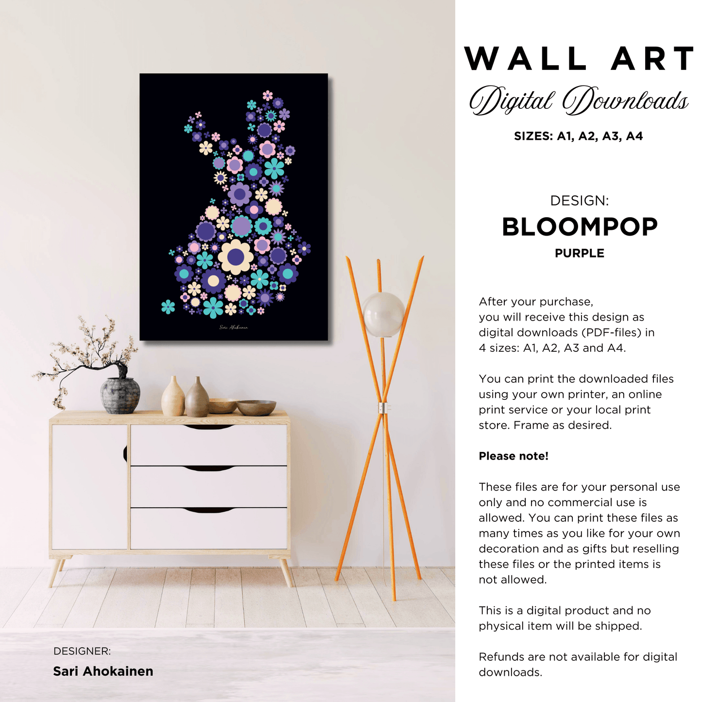 DIGITAL WALL ART - BLOOMPOP purple - SHALMIAK
